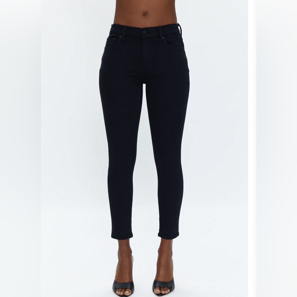 Pistola Audrey Mid Rise Skinny Dark Vinyl Black Size 28